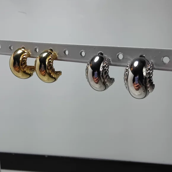 Vintage Kenneth Jay Lane KJL Convertible Hoop Earrings Braided Jacket - Picture 4 of 6